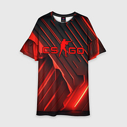 Платье клеш для девочки CS GO red neon, цвет: 3D-принт