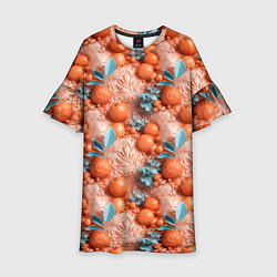 Платье клеш для девочки Сочные фрукты клипарт, цвет: 3D-принт