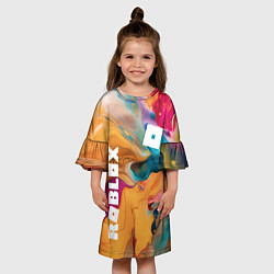 Платье клеш для девочки Roblox Logo Color, цвет: 3D-принт — фото 2