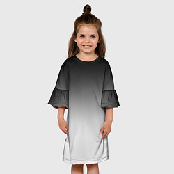 Платье клеш для девочки Black and white gradient, цвет: 3D-принт — фото 2