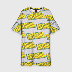 Платье клеш для девочки Антонина - надпись паттерн, цвет: 3D-принт