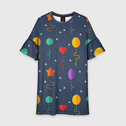 Платье клеш для девочки Праздничные шарики, цвет: 3D-принт