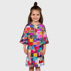 Платье клеш для девочки Разноцветные лоскутки, цвет: 3D-принт — фото 2