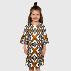 Платье клеш для девочки Абстрактные решетки, цвет: 3D-принт — фото 2