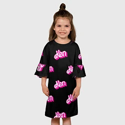 Платье клеш для девочки Логотип Кен - патерн, цвет: 3D-принт — фото 2