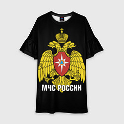 Платье клеш для девочки МЧС России - герб, цвет: 3D-принт