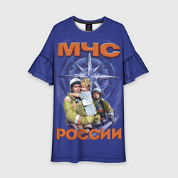 Платье клеш для девочки МЧС России - спасатели, цвет: 3D-принт