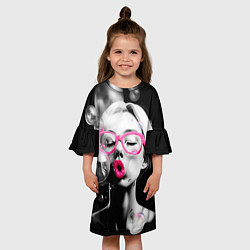 Платье клеш для девочки Девушка и пузыри, цвет: 3D-принт — фото 2