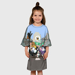 Платье клеш для девочки Chicken Gun Skibibi: Гарибальди и Мурка, цвет: 3D-принт — фото 2