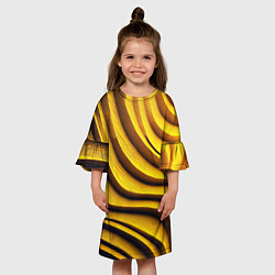 Платье клеш для девочки Желтые абстрактные полосы, цвет: 3D-принт — фото 2