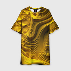 Платье клеш для девочки Объемная желтая текстура, цвет: 3D-принт