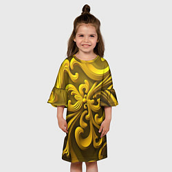 Платье клеш для девочки Желтый объемный узор, цвет: 3D-принт — фото 2