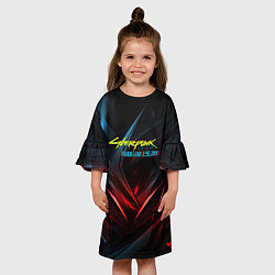 Платье клеш для девочки Cyberpunk abstract dark, цвет: 3D-принт — фото 2