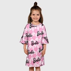 Платье клеш для девочки Логотип Барби и розовое кружево, цвет: 3D-принт — фото 2