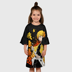 Платье клеш для девочки Зеницу и иероглифы - клинок, цвет: 3D-принт — фото 2