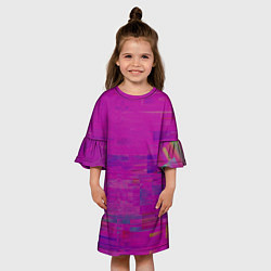 Платье клеш для девочки Фиолетово византийский глитч, цвет: 3D-принт — фото 2