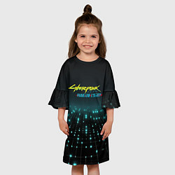 Платье клеш для девочки Cyberpunk logo neon, цвет: 3D-принт — фото 2