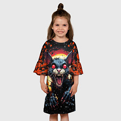 Платье клеш для девочки Кот зомби - comics art style, цвет: 3D-принт — фото 2