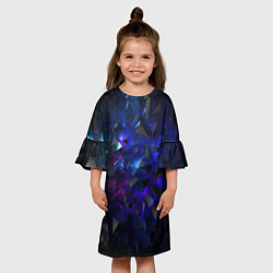 Платье клеш для девочки Синие осколки, цвет: 3D-принт — фото 2