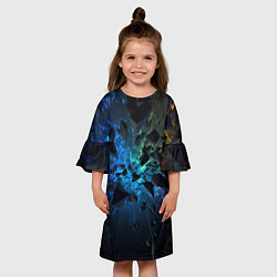 Платье клеш для девочки Объемные элементы в полете, цвет: 3D-принт — фото 2