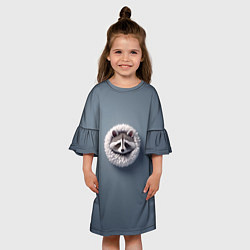 Платье клеш для девочки Мордочка маленького енота, цвет: 3D-принт — фото 2