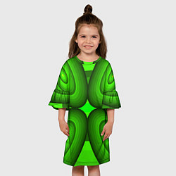 Платье клеш для девочки Зеленые овалы, цвет: 3D-принт — фото 2