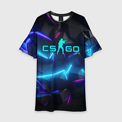 Платье клеш для девочки CS GO neon style, цвет: 3D-принт