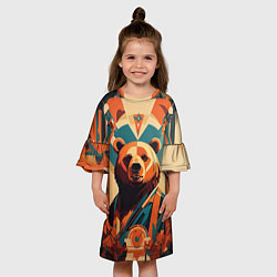 Платье клеш для девочки Гордый медведь, цвет: 3D-принт — фото 2