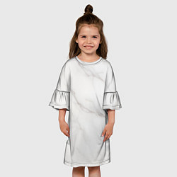 Платье клеш для девочки Текстура светлого мрамора, цвет: 3D-принт — фото 2