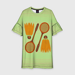 Платье клеш для девочки Бадминтон, цвет: 3D-принт