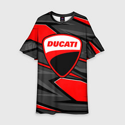 Платье клеш для девочки Ducati - red stripes, цвет: 3D-принт