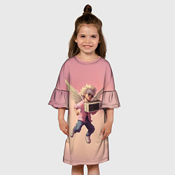 Платье клеш для девочки Ангел с бумбоксом, цвет: 3D-принт — фото 2