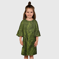 Платье клеш для девочки Мятая зеленая ткань, цвет: 3D-принт — фото 2