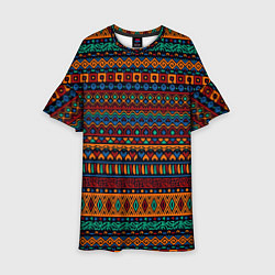 Платье клеш для девочки Этнические узоры полосы, цвет: 3D-принт