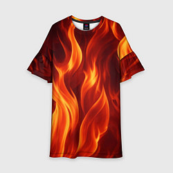 Платье клеш для девочки Пламя огня, цвет: 3D-принт