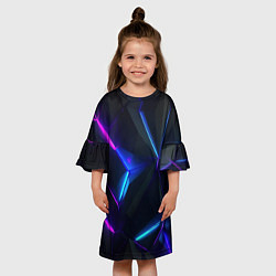 Платье клеш для девочки Синий и фиолетовый неон, цвет: 3D-принт — фото 2