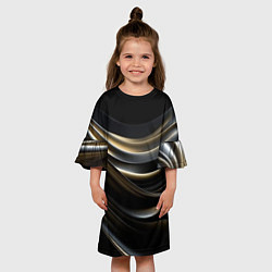 Платье клеш для девочки Чёрно-золотой градиент, цвет: 3D-принт — фото 2