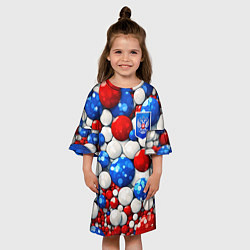 Платье клеш для девочки Шарики триколор, цвет: 3D-принт — фото 2