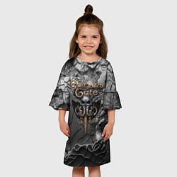 Платье клеш для девочки Baldurs Gate 3 logo dark, цвет: 3D-принт — фото 2