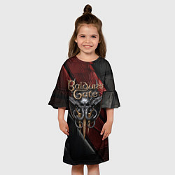 Платье клеш для девочки Baldurs Gate 3 logo dark, цвет: 3D-принт — фото 2