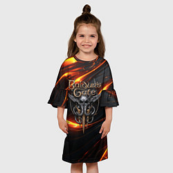 Платье клеш для девочки Baldurs Gate 3 logo gold, цвет: 3D-принт — фото 2