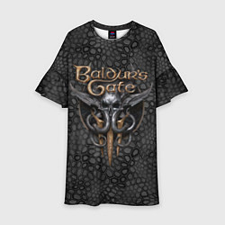 Платье клеш для девочки Baldurs Gate 3 logo dark black, цвет: 3D-принт