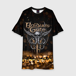 Платье клеш для девочки Baldurs Gate 3 logo dark gold logo, цвет: 3D-принт