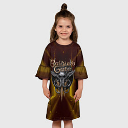 Платье клеш для девочки Baldurs Gate 3 logo black gold, цвет: 3D-принт — фото 2