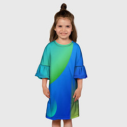 Платье клеш для девочки Яркий синий круг, цвет: 3D-принт — фото 2