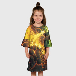 Платье клеш для девочки Разлом плит из лавы, цвет: 3D-принт — фото 2