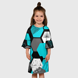 Платье клеш для девочки Шестиугольники абстрактный фон, цвет: 3D-принт — фото 2