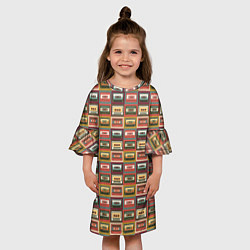Платье клеш для девочки Коллекция старинных аудиокассет, цвет: 3D-принт — фото 2
