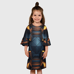 Платье клеш для девочки Объемные полигоны, цвет: 3D-принт — фото 2
