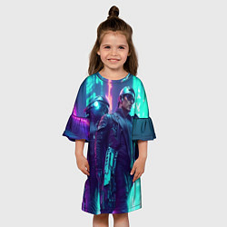 Платье клеш для девочки Киберлюди, цвет: 3D-принт — фото 2
